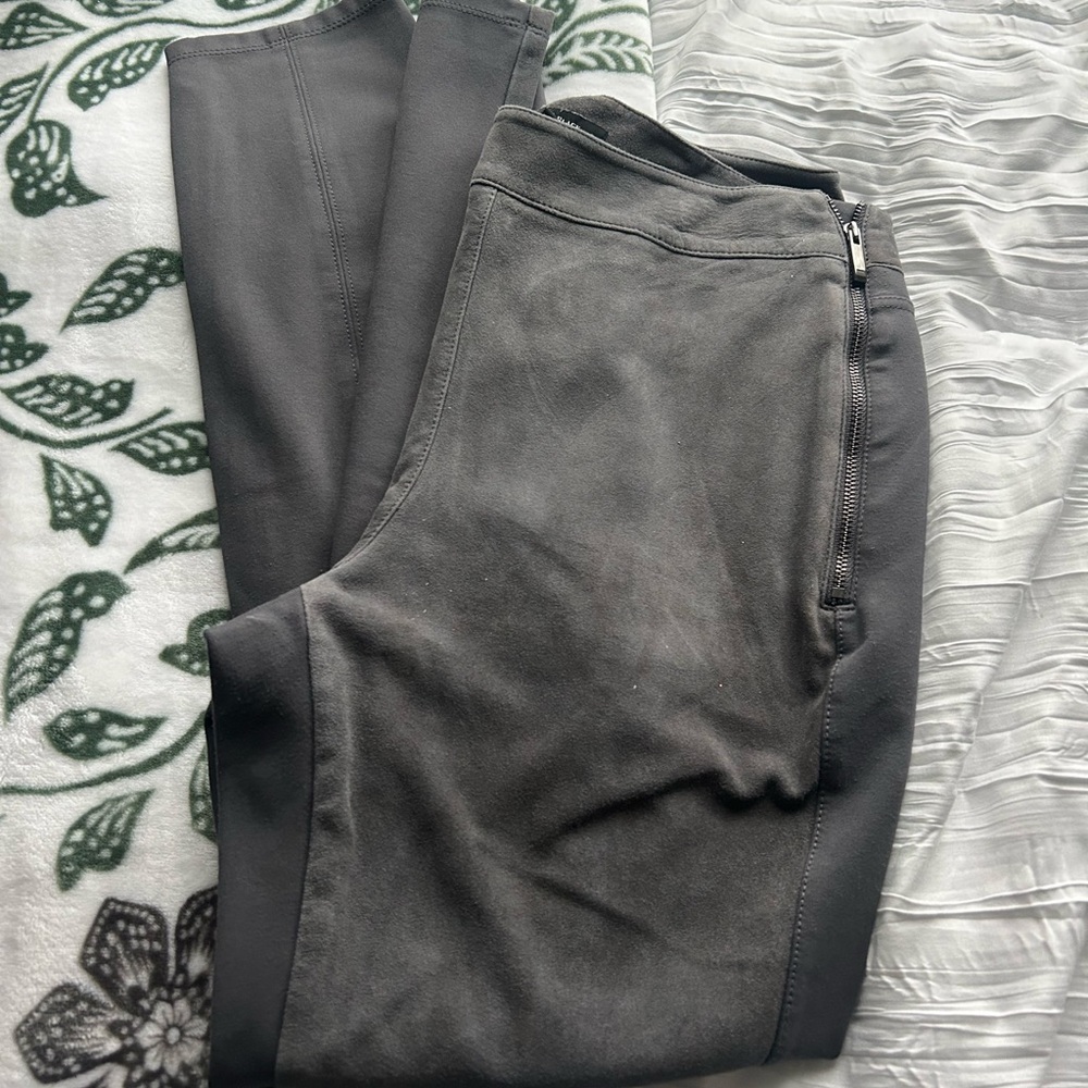 White House Black Market 10 skinny leg stretch gray suede front dressy pants